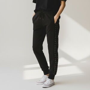 nANA judy Black Lace-Up Joggers